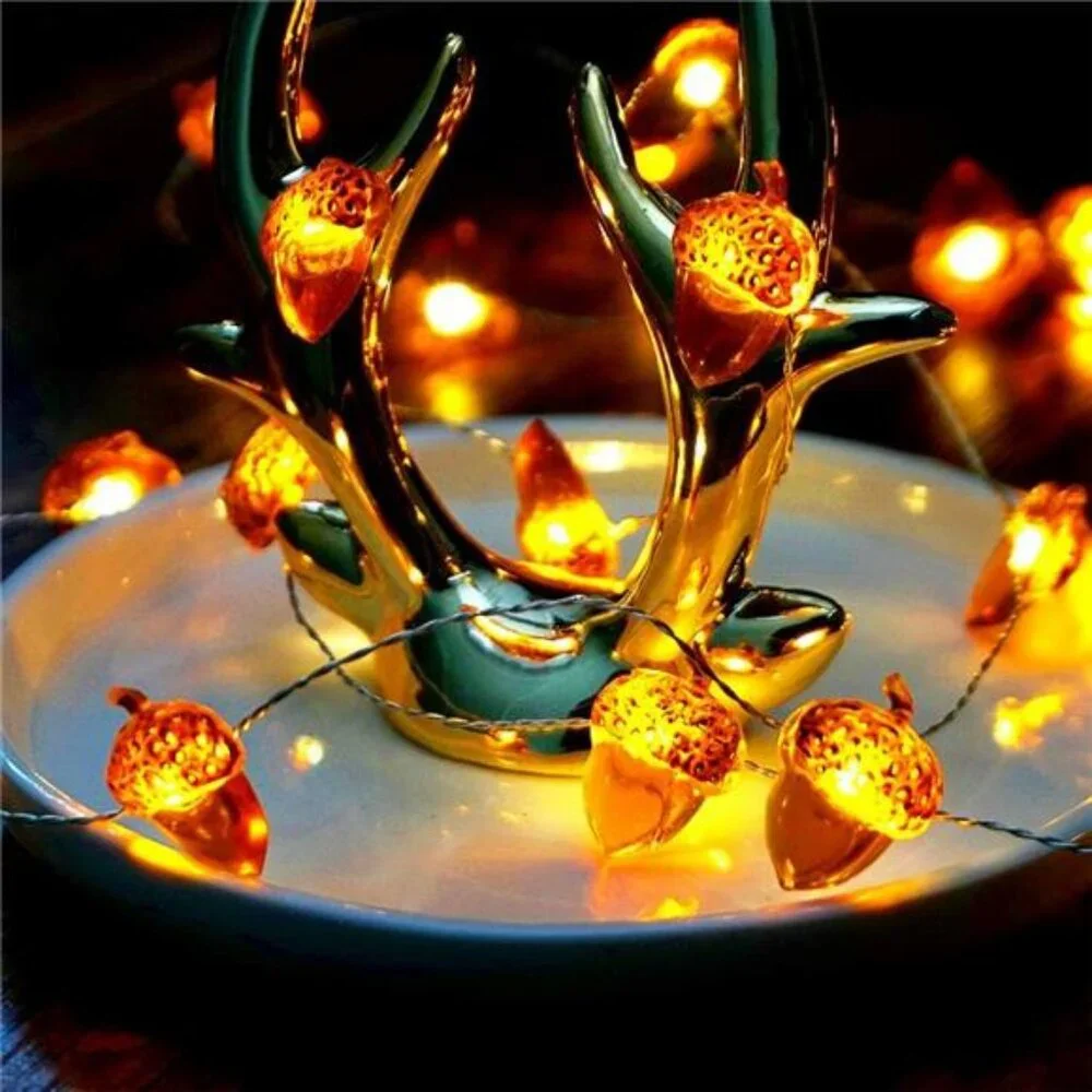 Thanksgiving Decorations Acorn Lights String 10ft 40 LEDs Fairy String